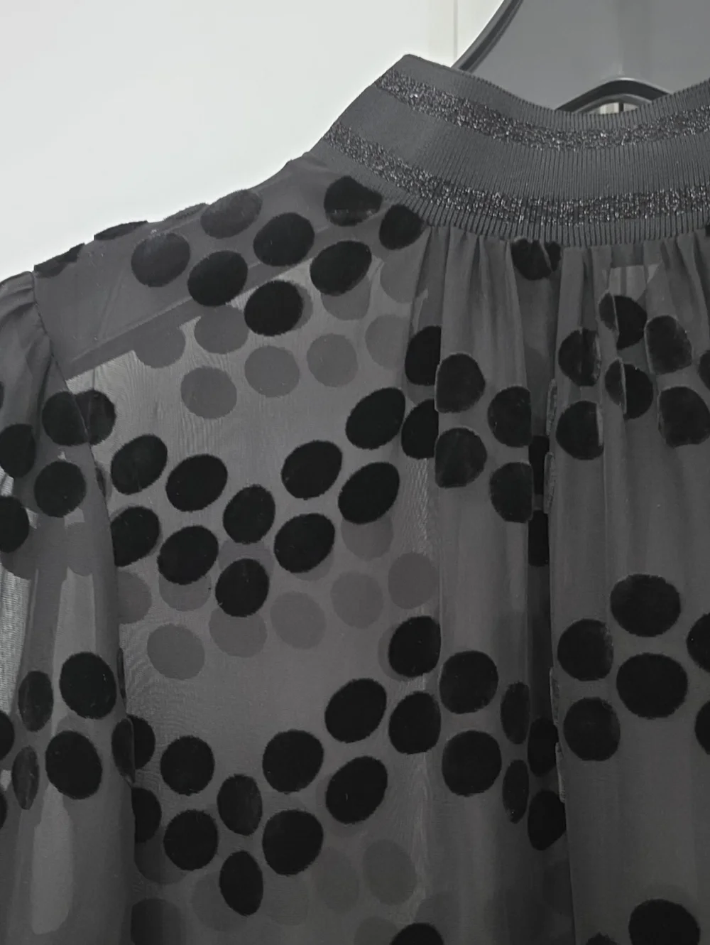 Tory Burch Black Sheer Velvet Dot Blouse